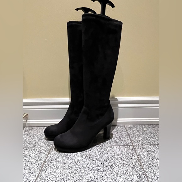 Browns Faux Suede Platform Knee High Solid Black Boots Size8 - Picture 3 of 11